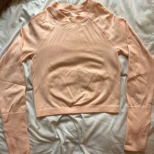 Peach Long Sleeve athletic Crop Top